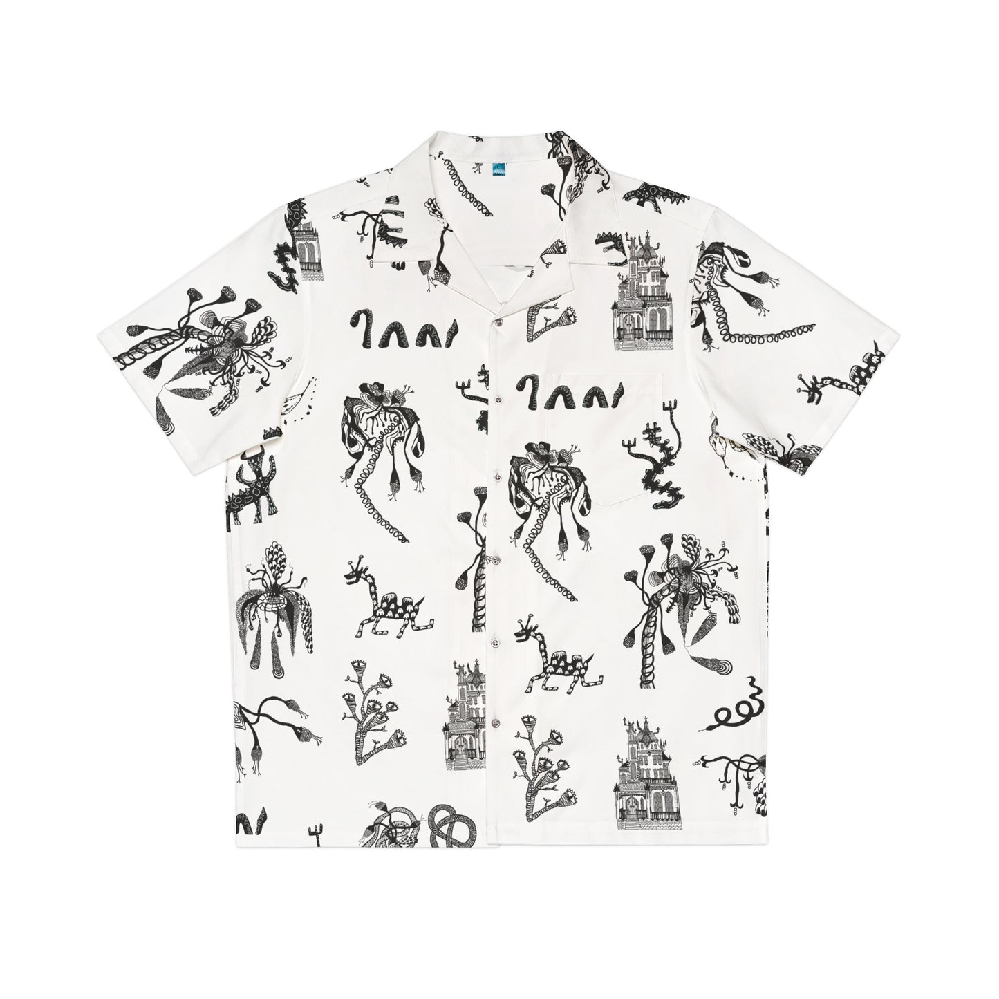 Festival Shirt Surreal Maximalist Black and White Button Down