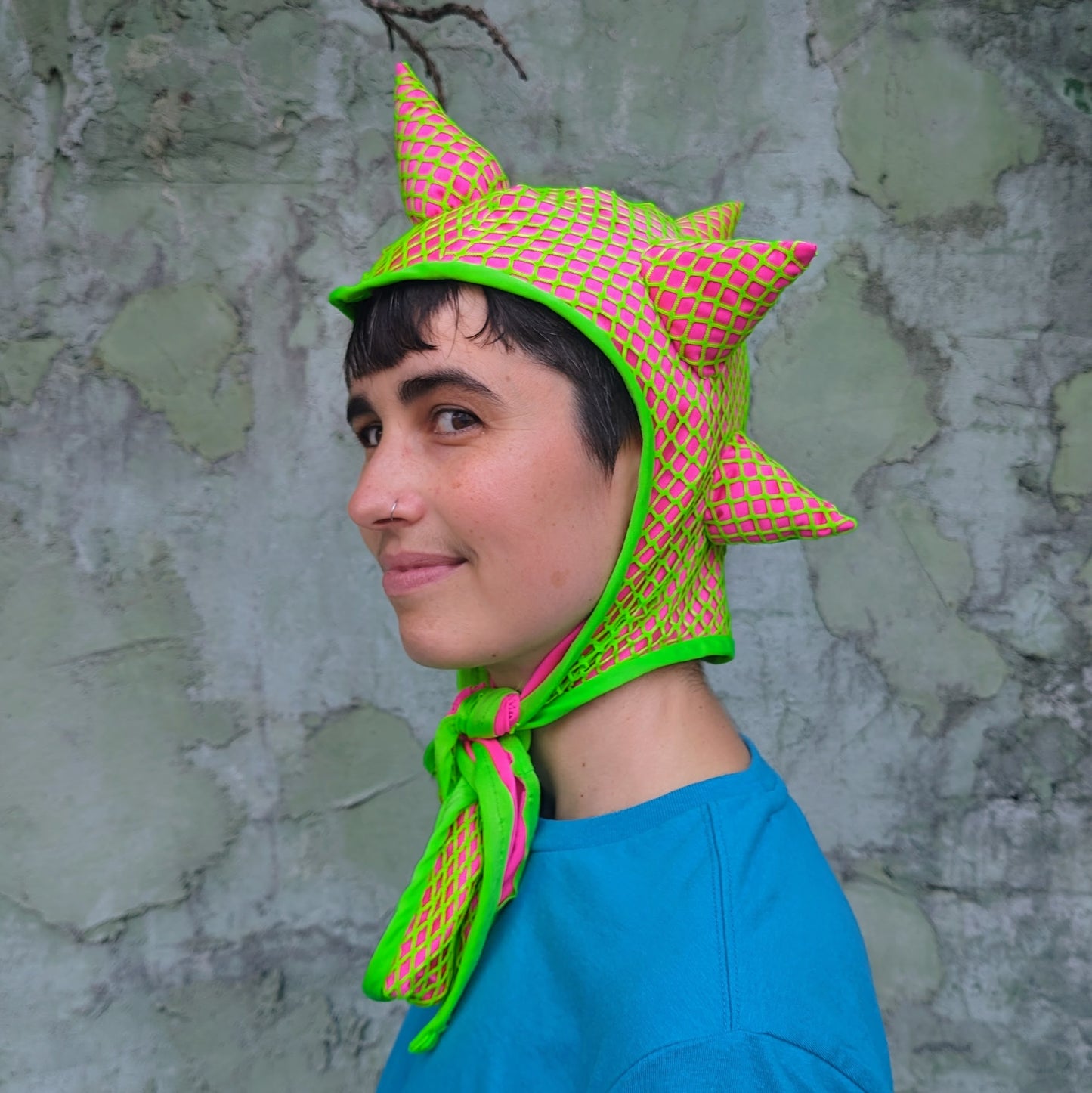 Pink and Green Mutli-Spike Goblin Hat