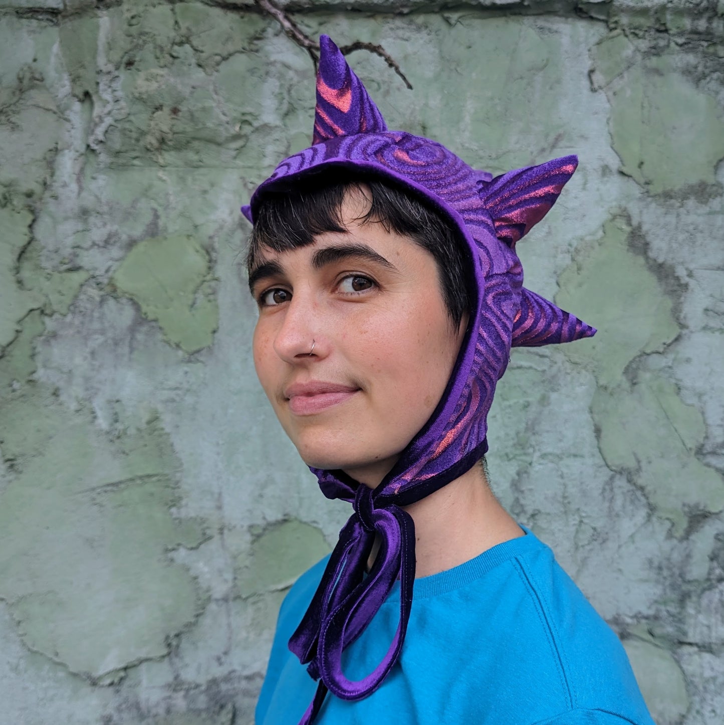 Purple Velvet Swirls Spiky Goblin Hat