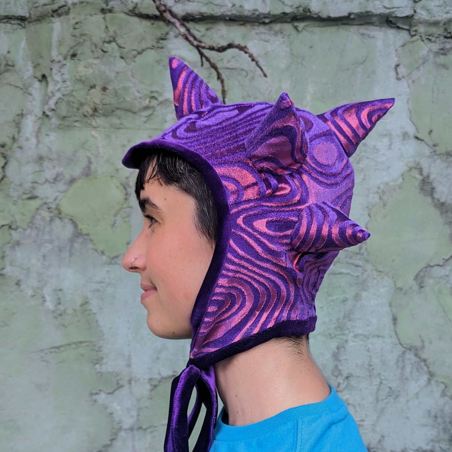 Purple Velvet Swirls Spiky Goblin Hat