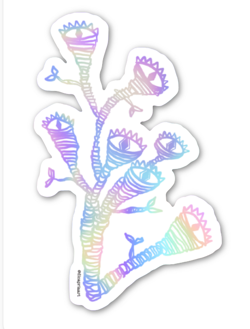 Surreal Eye Stalk Flower Sticker