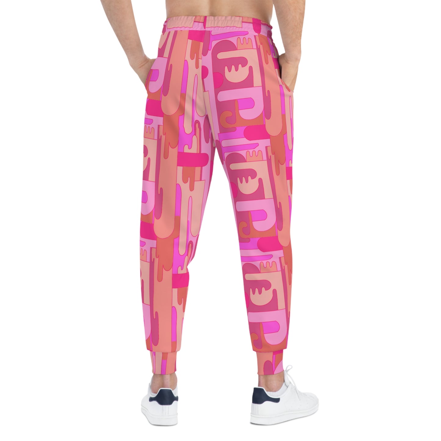 Pink Maximalist Art Deco Patterned Athletic Joggers