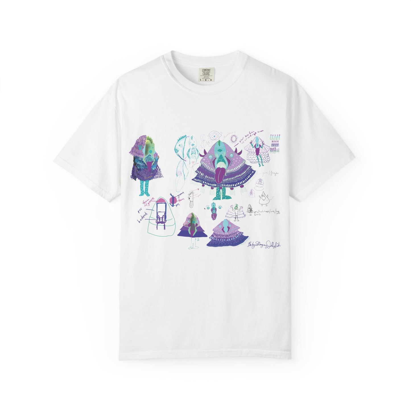 Baby Stingray Jellyfish Blueprint T-shirt