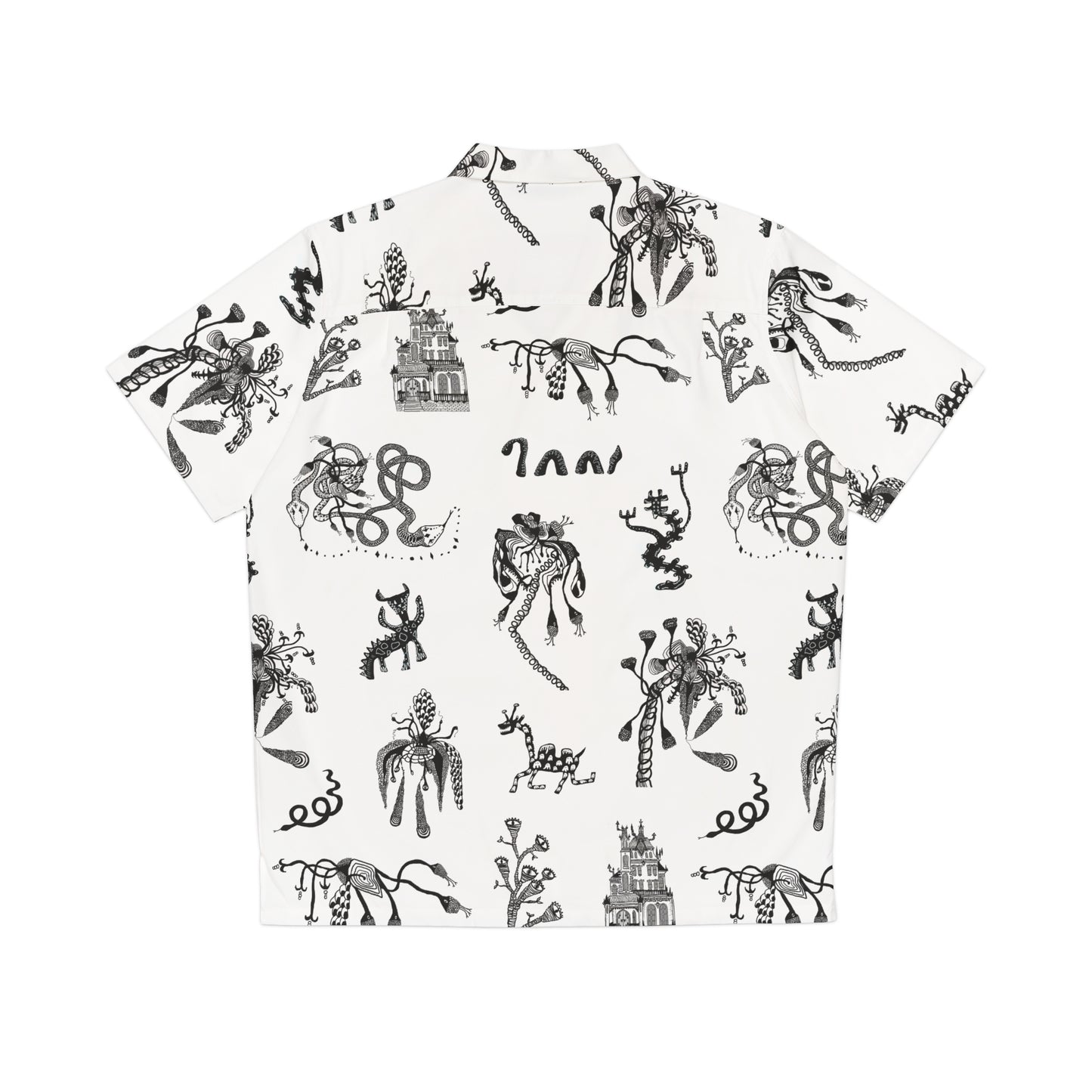 Festival Shirt Surreal Maximalist  Black and White Button Down