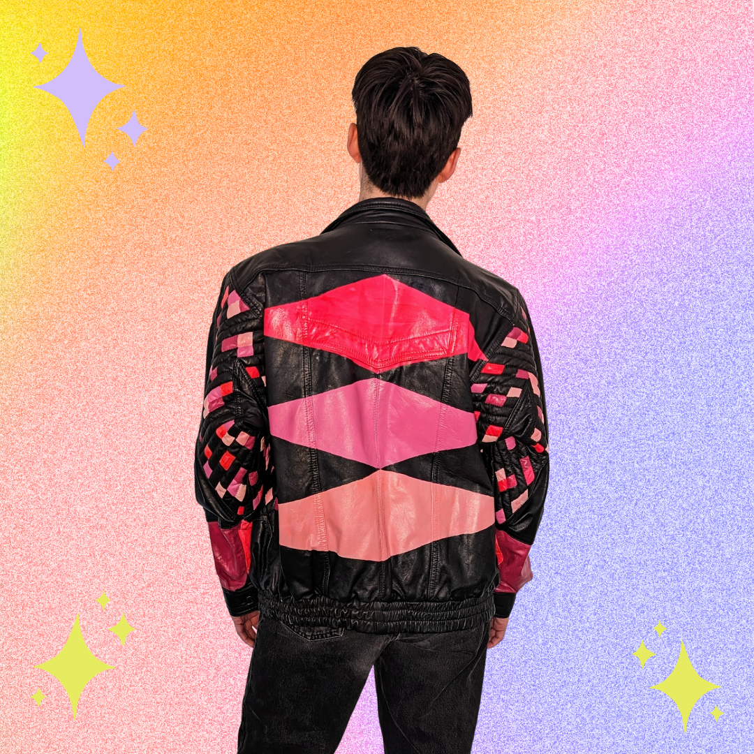 Handpainted Pink Leather Jacket