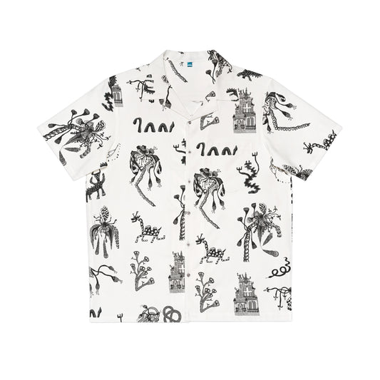 Festival Shirt Surreal Maximalist  Black and White Button Down