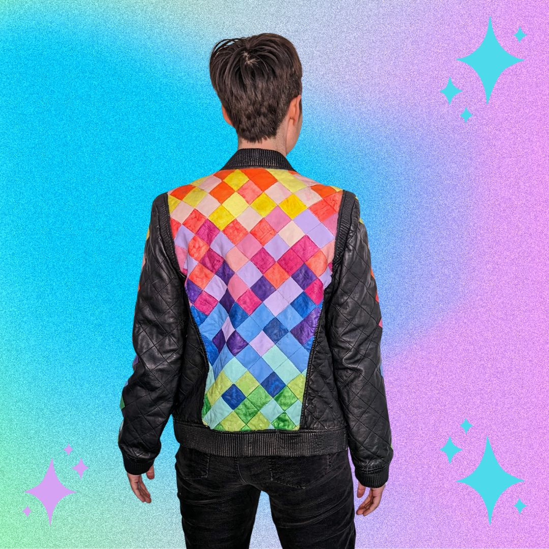 Handpainted Rainbow Leather Jacket