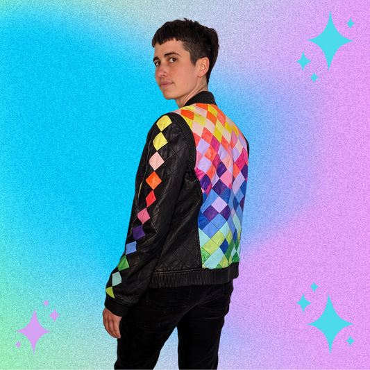 Handpainted Rainbow Leather Jacket