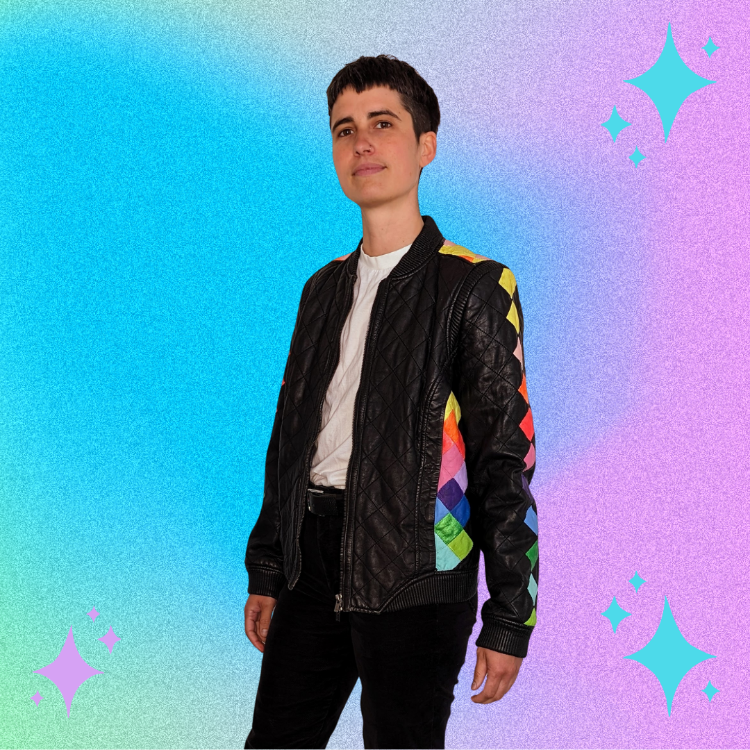 Handpainted Rainbow Leather Jacket