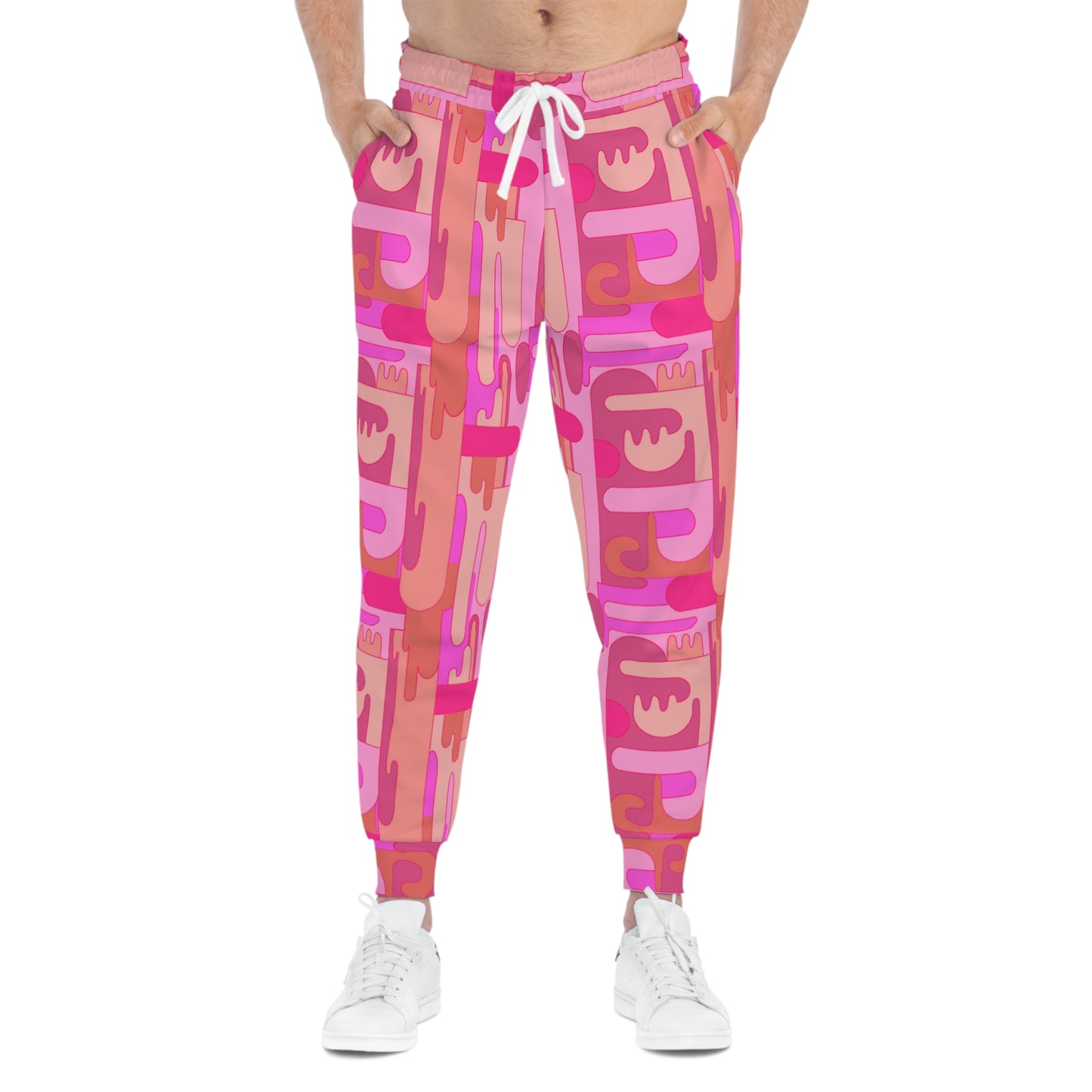 Pink Maximalist Art Deco Patterned Athletic Joggers