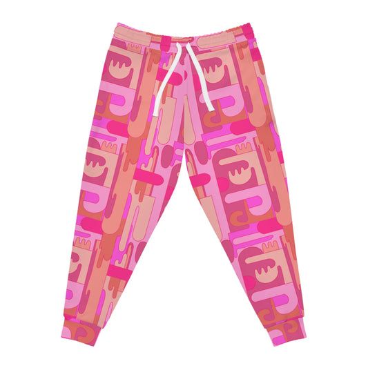 Pink Maximalist Art Deco Patterned Athletic Joggers