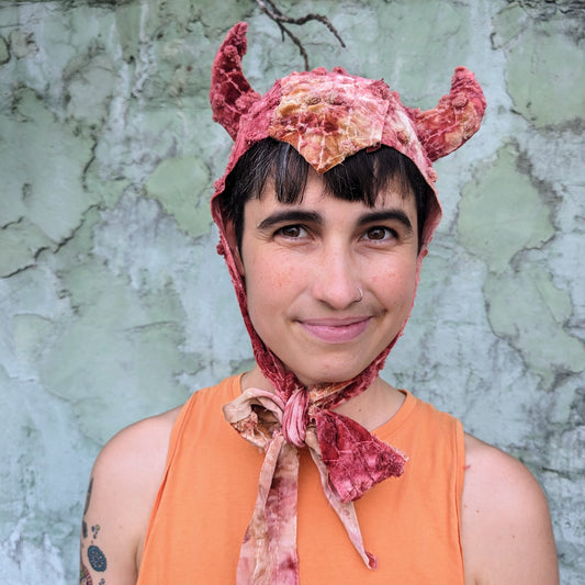 Orange Textured Velvet Devil Bonnet