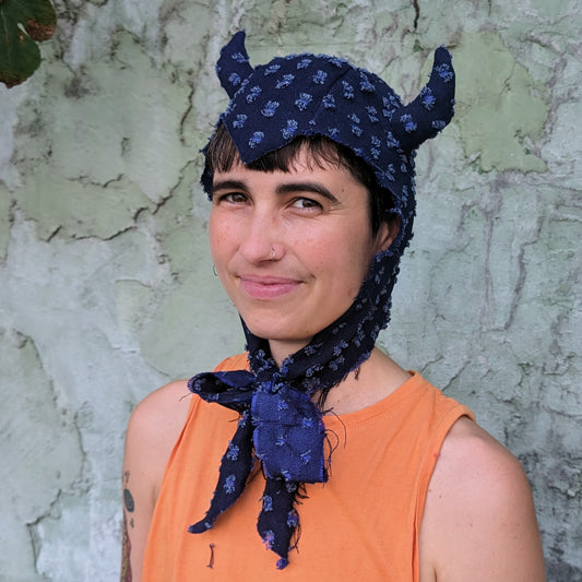 Textured Denim Devil Bonnet