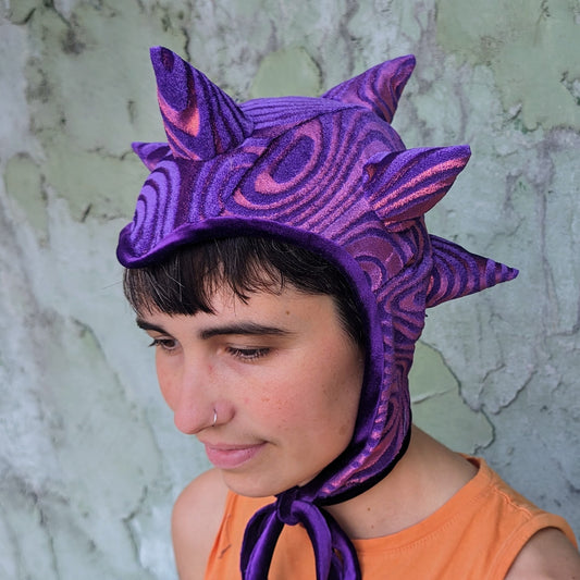 Purple Velvet Swirls Spiky Goblin Hat