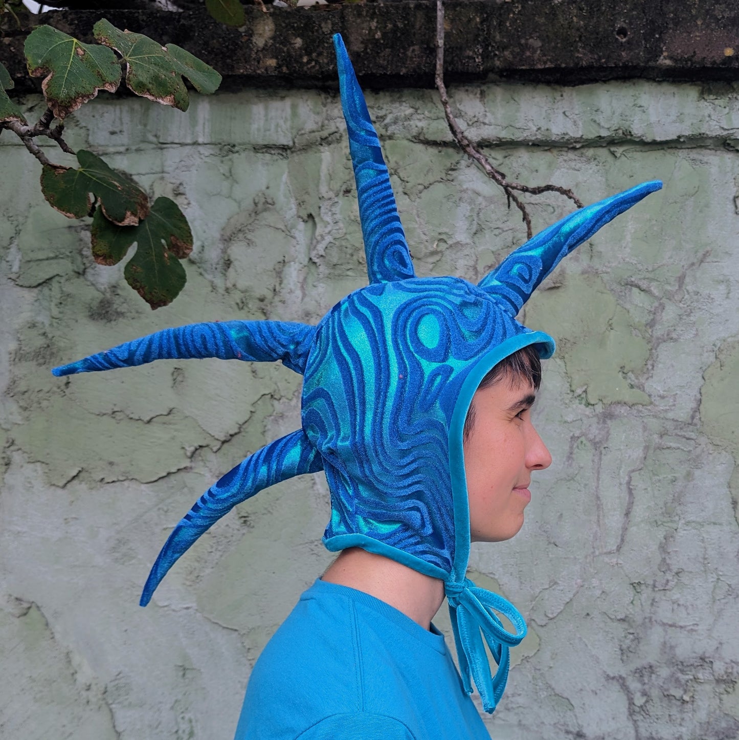 Blue Velvet Swirl Liberty Spikes Goblin Hat