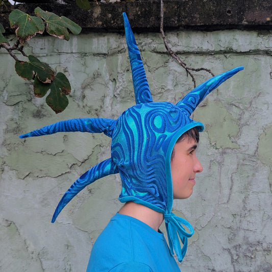 Blue Velvet Swirl Liberty Spikes Goblin Hat