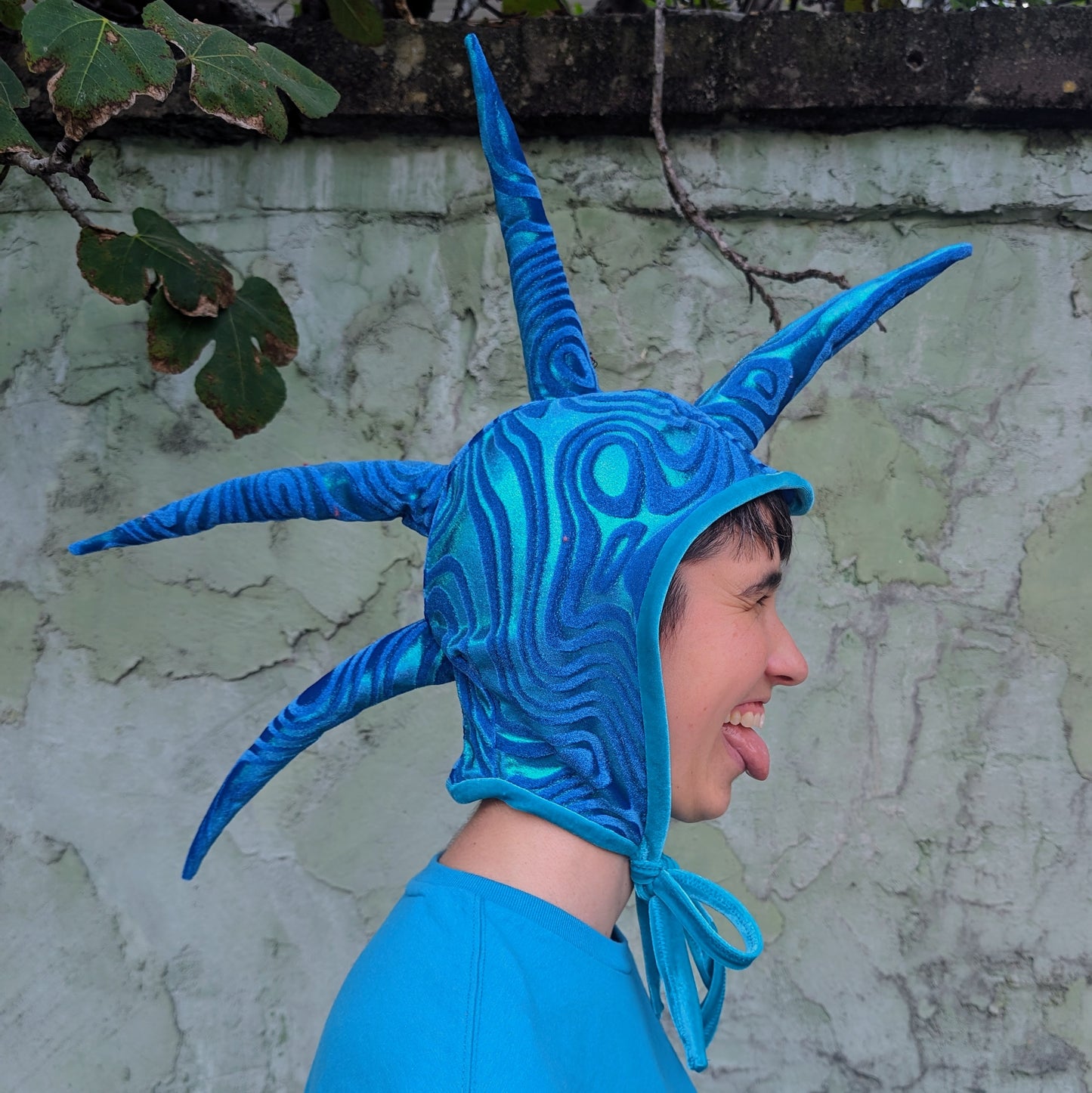 Blue Velvet Swirl Liberty Spikes Goblin Hat