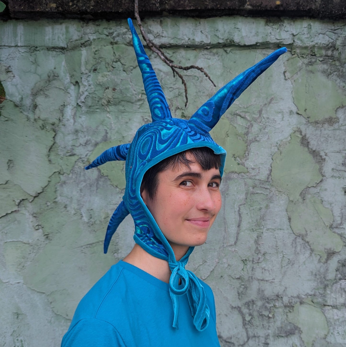Blue Velvet Swirl Liberty Spikes Goblin Hat