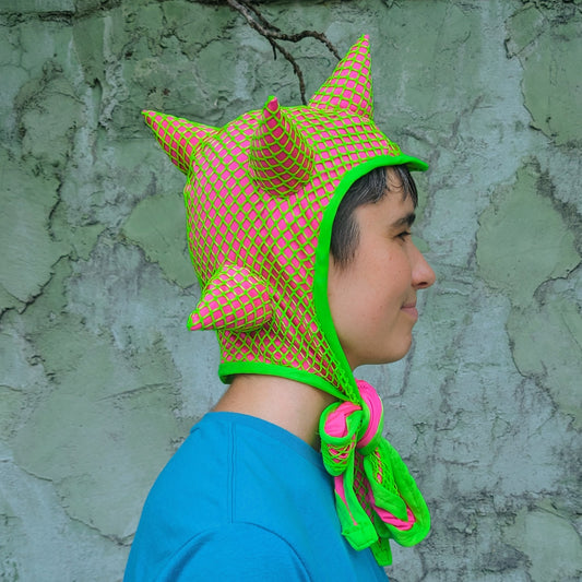 Pink and Green Mutli-Spike Goblin Hat