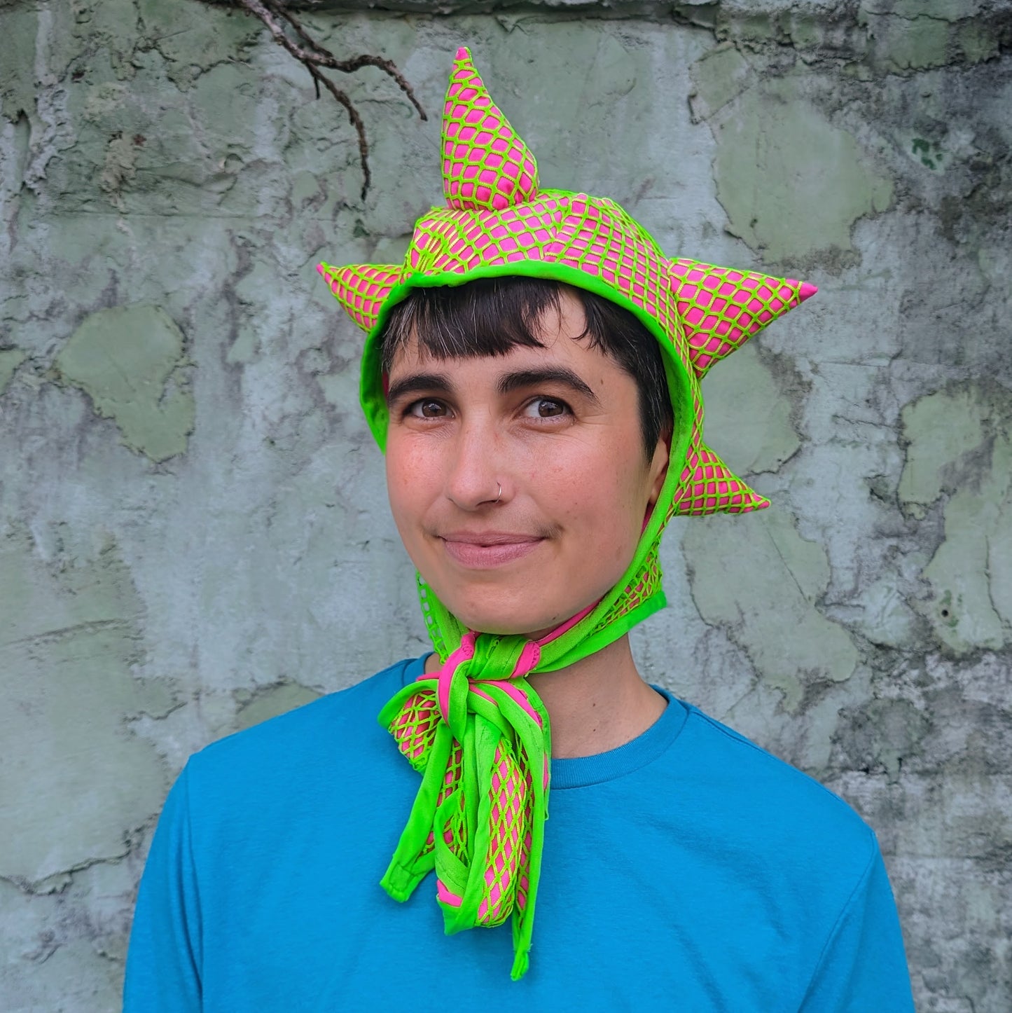 Pink and Green Mutli-Spike Goblin Hat
