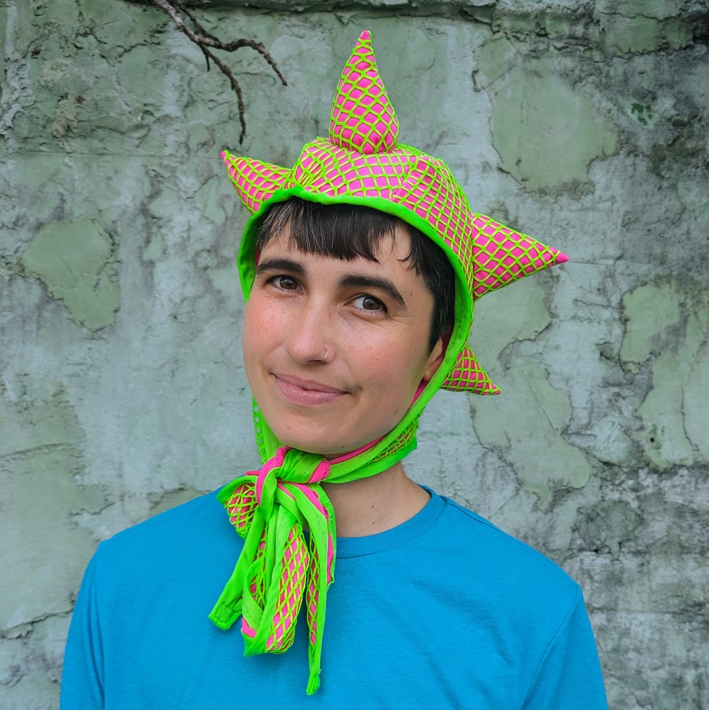Pink and Green Mutli-Spike Goblin Hat