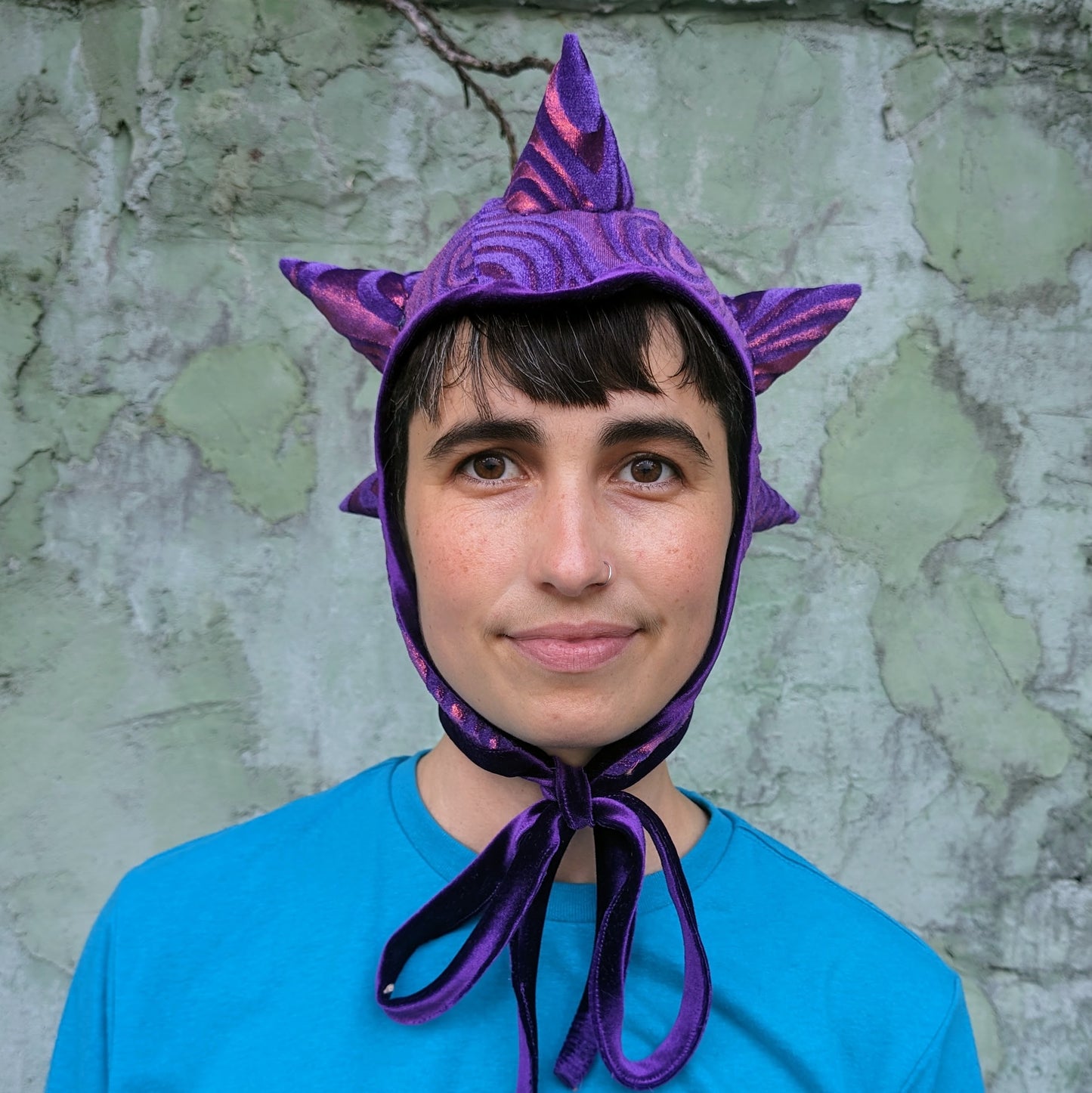 Purple Velvet Swirls Spiky Goblin Hat