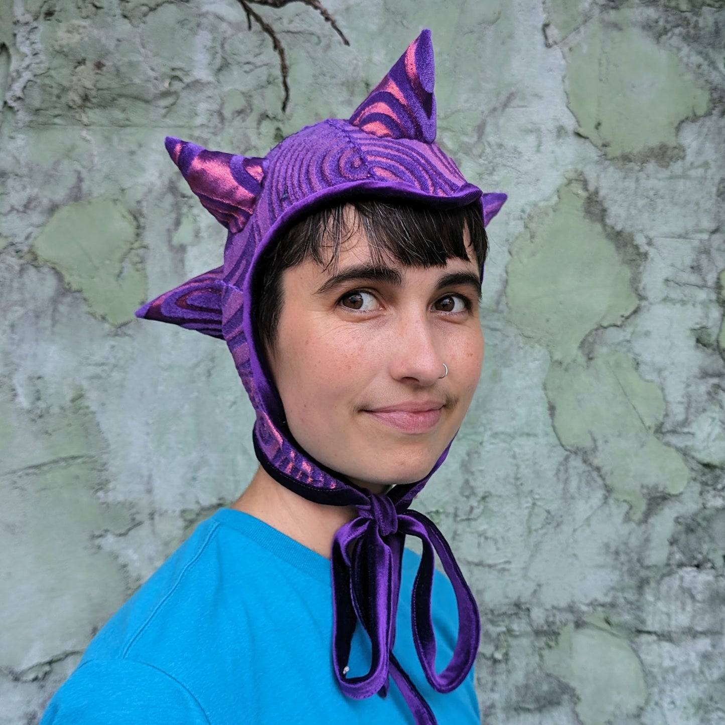 Purple Velvet Swirls Spiky Goblin Hat
